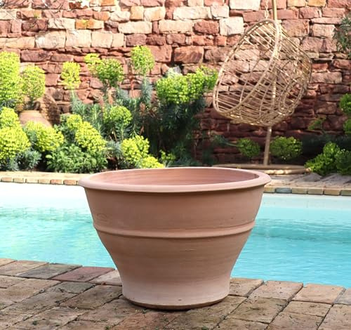 Vinterbeständig terrakotta blomkruka, vacker planteringskruka, 50 cm stor, keramisk kruka, blomkruka för trädgård, terrass, balkong, Artemesia 45 cm