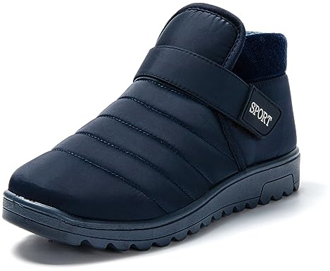 JOMIX Pantofole Donna Stivali Invernali Ciabatte Chiuse Calde da Casa Scarpe Mocassini da Inverno Babbucce Pelose Comode con Chiusura a Strappo Regolabile MD8663-3 (Blu, 41)