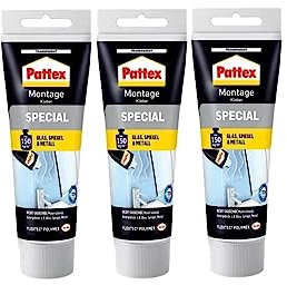 Pattex Montagekleber 1829522 Spezial - Innen und Außen - Transparent Tube, 3x80g