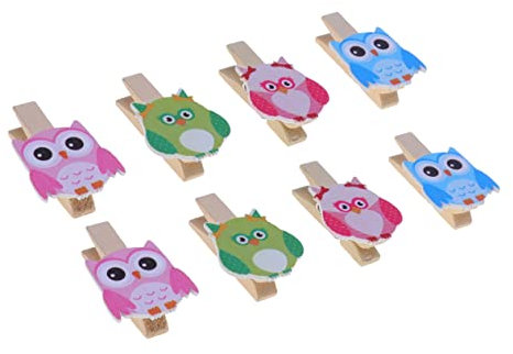 Clip Photo Hibou en Bois, Lot de 8 Pièces, Style Dessin Animé