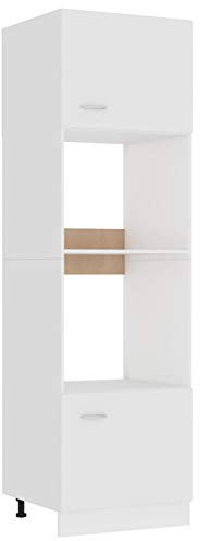 LAPOOH Mikrowellenumbauschrank Weiß 60x57x207 cm Holzwerkstoff, Küchenschrank, Hochschrank Küche, Backofen Schrank, Kitchen Cabinet, Mikrowelle Schrank 802546