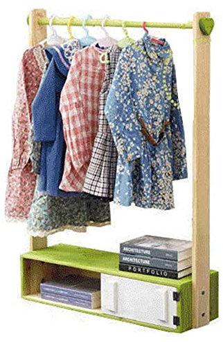 MOooy Garderobenständer, Kleiderständer, Kleiderständer, kann formaldehydfreie Kleiderbügel für Kinder bewegen, Rollständer, aus Holz für Kinderzimmer, Arbeitszimmer, Schlafzimmer/Blau/120 x 20 x 120
