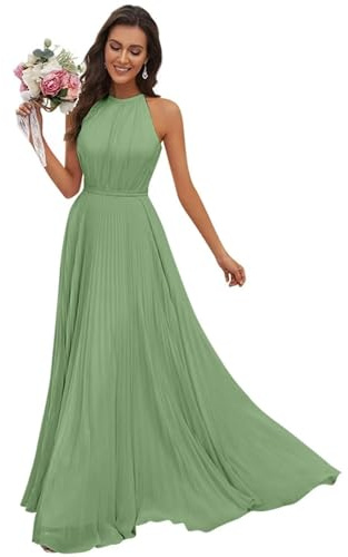 JAEDEN Abendkleid Damen Lang Elegant für Hochzeit Neckholder Brautjungfernkleider Chiffon Festliche Party Kleider