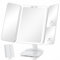 Beautifive Travel Lighted Makeup Mirror with 48 LED lights, 1X/5X/10X Magnifying Tri-fold Table Mirror, Stepless Dimming and Touch Control, Portable USB Rechargeable Cosmetic Vanity Mirror