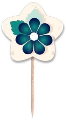 Palillos de dientes planos con diseño de flores azules y verdes