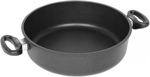 AMT Gastroguss Schmortopf, Ø 26 cm, 8 cm hoch, Bratpfanne mit zwei Seitengriffen, induktionstauglich, backofenfest, Lotan® Antihaft-Veredelung, Aluguss (Aluminium), AMZN-I-826
