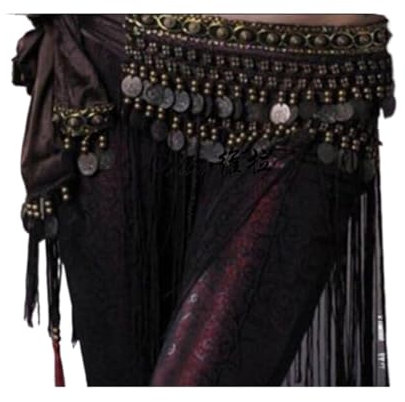 Bauchtanz Hüfttuch, Bauchtanz Hüfte Schal Gürtel Kostüm Fringe Quaste Kupfer Taille(Brown)