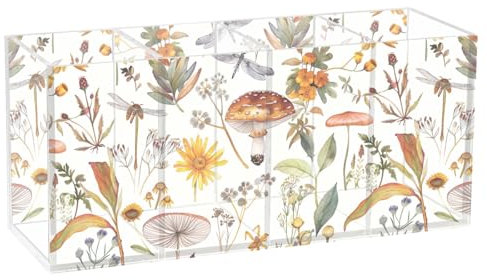 CHIFIGNO Botanischer Stift-Organizer für den Schreibtisch, dekorativer Stifthalter, 4 Fächer, Make-up-Pinselhalter, Acryl, Schreibtisch-Organizer für Büro, Klassenzimmer, Zuhause