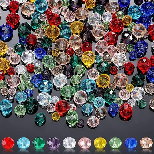 Nadiaen Glass Crystal Beads 360 PCS 4/6/8mm for Jewelry Making - Colorful Craft Beads for DIY Bracelets, Necklaces, Earrings
