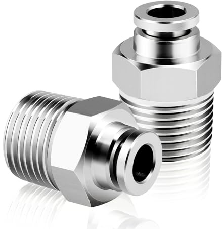 TAILONZ PNEUMATIC 304 Edelstahl männlich gerade 8mm Rohr OD x 1/2 BSP Push to Connect Fittings PC8-04 (Packung mit 2)