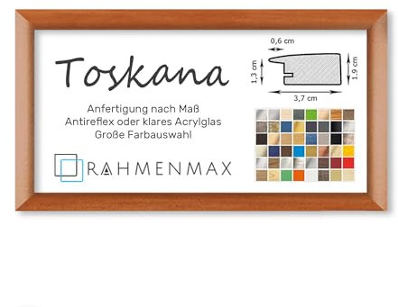 RahmenMax® Toskana Bilderrahmen Bildmaß 40x100 cm zum Aufhängen/Maßanfertigung möglich/MDF Posterrahmen in Terracotta mit Acrylglas klar/Puzzle Rahmen