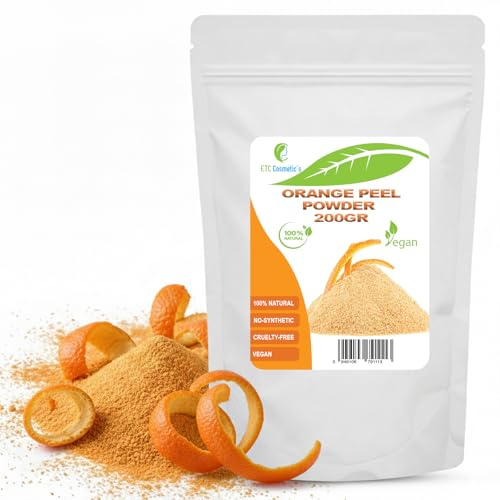 Polvo de cáscara de naranja - 200 gr - Mascarillas faciales, mascarillas capilares, peelings suaves, limpieza, exfoliación, puro y natural