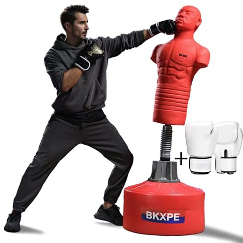 BKXPE Adjustable Bob Punching Dummy – Freestanding Silicone Punching Bag with Telescopic Height, Stable Large Base for Adults, Boxing, Kickboxing, MMA & Home Gym Training(Red)