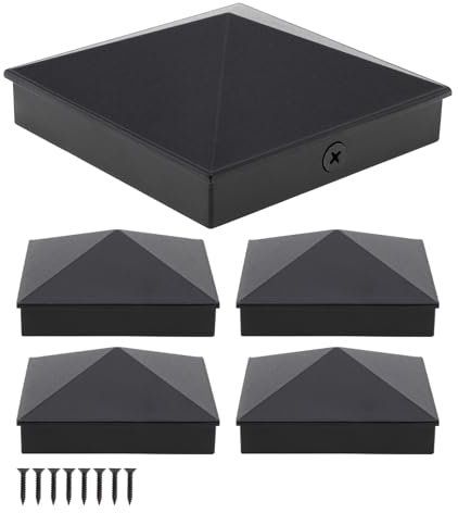 Tappi per pali da recinzione, bianchi, 8,9 x 8,9 cm, in alluminio, finitura opaca, superficie verniciata a polvere, per recinzioni in legno