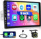 Fuluku 9 Pollici Autoradio 1 Din con Carplay Android Auto Mirror Link, Bluetooth Stereo 1 din con Schermo Supporta FM AM Radio SWC, Telecamera di Backup Mic USB In/Out