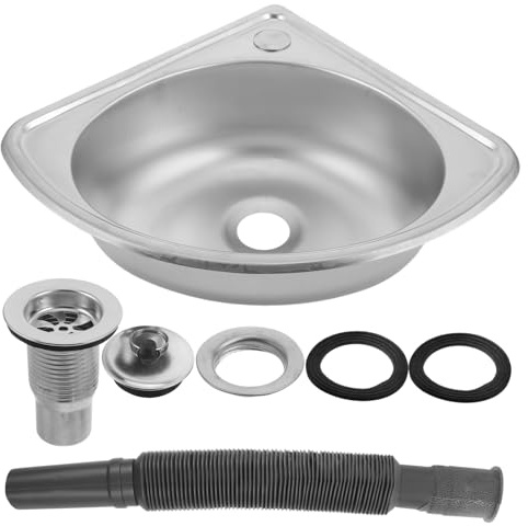 DRESSOOS Wohnmobil Spülbecken Edelstahl Klein Dreieck Waschbecken Für Küche Bad Fächerform Einzelbecken Vielseitig Wohnwagen Handwaschbecken