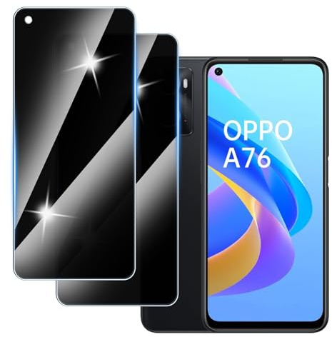 Hirshen [2 Stück] Sichtschutzfolie für Oppo A76 Panzer Schutz Glas, Anti-Spähen Privatsphäre Schutzfolie, 9H Härte, Anti-Kratzer, Bläschenfrei,Anti-Spy