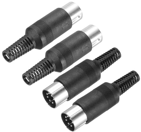 sourcing map 4 Pcs S-Video DIN Male Socket 7 Pin Signal Transmission Din Plug Din Connector for TV DVD Computer Player(PS/2 Plug)