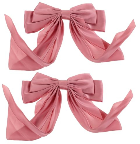 Pince à Cheveux Nœud Rose en Tissu, Lot de 2 Pièces, Grosse