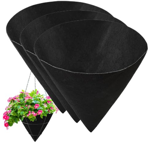 Planter Liner - Pot Insert Sheets, Cone Basket Mats | 3 Pack Breathable Grow Supports, Natural Liners for Outdoor Garden Landscaping Flower Bed Greenhouse Gift Idea Decoration