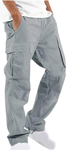2025 Pantalons de Travail Cargo Homme Grande Taille Pantalon Taille Elastique Décontractée Pants Mode Drawstring Long Pantalon Jogging Survetement avec Poche Training Sportswear Randonnée Pas Cher