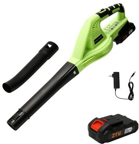 Souffleur de Feuilles sans Fil 21V, Vitesse de soufflage jusqu'à 8m/Min,Vitesse 15000r/min, souffleur sans Fil avec Batterie et Chargeur, Leaf Blower pour la saleté & Les Feuilles (1 Batterie)