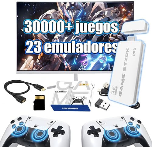 M15 Retro Game Stick,más de 30000 Juegos clásicos,Consola de Juegos Retro con 23 emuladores,Game Stick con Salida 4K HD,con 2 mandos inalámbricos de 2,4 GHz,Consola de Videojuegos Plug and Play(64G)