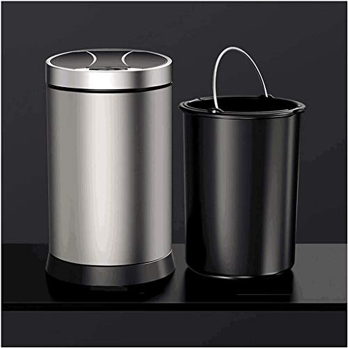 Poubelle à Induction Intelligente Can des ordures ménagères pouvant être utilisées avec Couvercle pour et la Salle de Bain en Acier Inoxydable Salon Poubelle Automatique sans(10L)