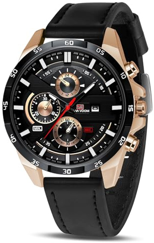 OFFCUP Orologio Uomo Orologio Analogico al Quarzo Orologi da Uomo Cronografo Orologi da Polso Casual Sportivo Moda Classico Elegante Con Cinturino in Pelle Con Data