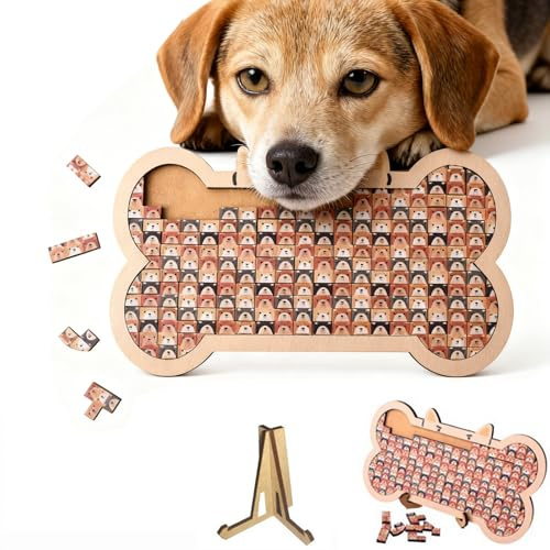 Maillard Puzzle en forme de chat coloré | Puzzle en bois en forme de chat coloré de 135 pièces, encadré par d'adorables chats, puzzles en bois pour les amateurs de Ca t t (chien, 23,6 x 21,8 cm)
