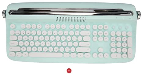 Xiuganpo Wireless Typewriter Keyboard, Retro Style 104 Keys BT5.0 Mechanical Gaming Keyboard with Integrated Stand, Tablet for Smart Phone Laptop Tablets (Green)
