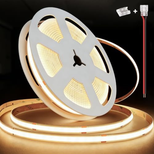 illuburg 24V Striscia LED COB Bianco Neutro 4000K 10m 480LED/m CRI90+ Dimmerabile Autoadesiva Banda Barra Strip Luminosa