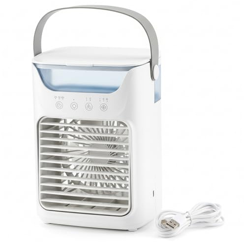 Mini AC, Mini condizionatore d'aria, condizionatori portatili per auto con serbatoio da 700 ml, modalità di raffreddamento ad acqua e ghiaccio, dispositivo di raffreddamento da tavolo alime