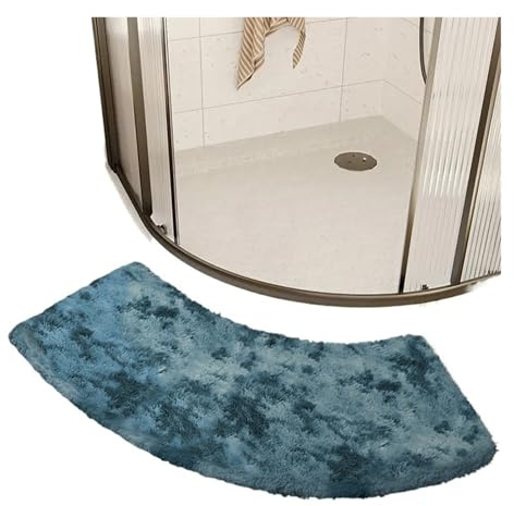 Böjd badrumsmatta frånvaro halkfri duschgolvmatta för hörndusch badrum och toalett slish blå design 40 x 100 cm – perfekt för modern inredning