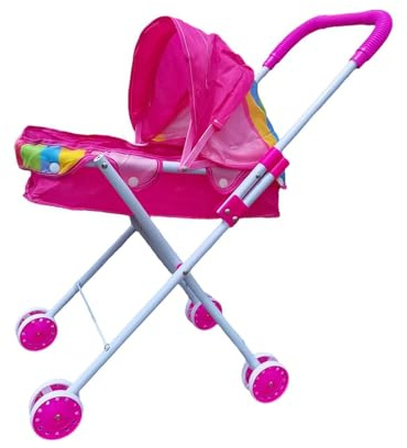 DuskHaven Puppen Mini Kinderwagen, Faltbar, Lernspielzeug, Rollenspielzeug, Miniatur Schiebewagen