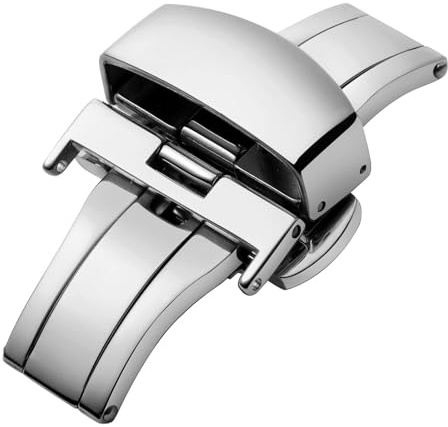 BINLUN Uhr Verschluss Edelstahl Schmetterling Uhrverschluss Faltschließe Schnalle für Leder Uhrenarmbänder in Gold, Roségold, Silber, Schwarz (12mm, 14mm, 16mm, 18mm, 20mm, 22mm)