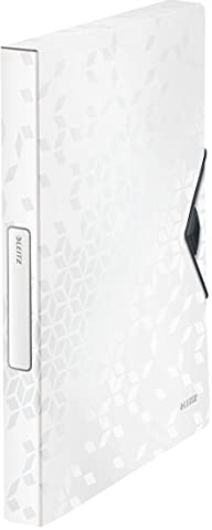 Leitz WOW Ablagebox für bis zu 250 Blatt, A4, Gummizugverschluss, Kunststoff, Perlweiß, WOW, 46290001