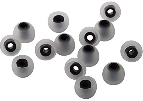 Xcessor 7 Pairs (14 Pieces) of Silicone Replacement In Ear Earphone Earbuds. Replacement Ear Tips for Popular In-Ear Headphones. (S, Transp/Black)