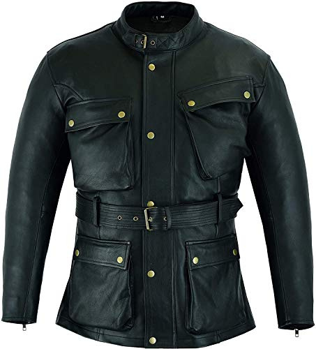 Mens Motorcycle Jacket,Premium CE Armour Genuine Nappa Cowhide Leather Bikers Jacket For Riding Touring (5XL)