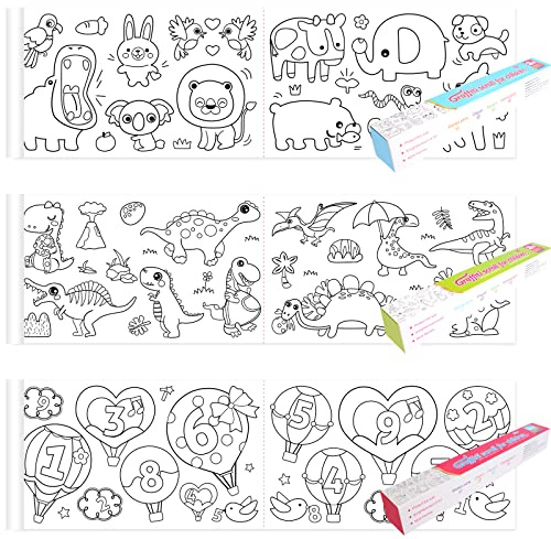 TOTSUN 3Pcs Drawing Paper Roll for Children, 30cmx3m Paper for Painting for Kids Coloring Paper Roll Children Drawing Art Sketch Painting(Animal World+Dinosaur+Digital/Letters)