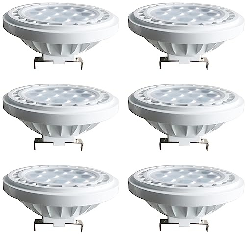 TPMAFF AR111 Reflektor-Flutlichtlampe, 1500 Lumen, 15 Watt (entspricht 100 W Halogen), 60° Abstrahlwinkel, G53-Sockel, AC/DC, 12 V, Niederspannungs-Spotlicht, Nicht dimmbar (6er-Pack)