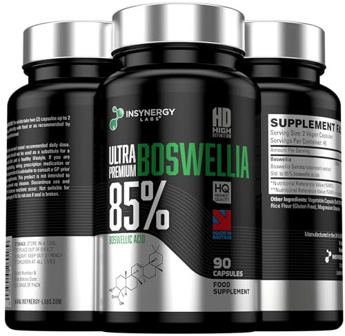 Ultra Premium Boswellia Serrata Capsules | 85% BOSWELLIC Acid | Highest Strength in The UK | Wildcrafted from India 1,000mg Concentrated Extract – 90 Vegan Capsules
