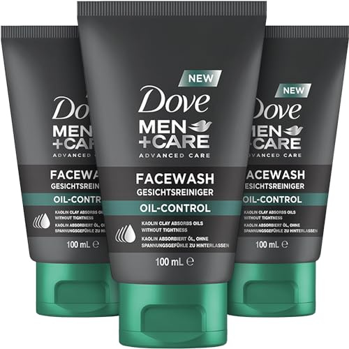 Dove Men+Care Gesichtsreiniger Oil Control - Hautpflege Männer - schützt, reduziert Hautglanz & minimiert Poren, ohne zu fetten, 3x100ml