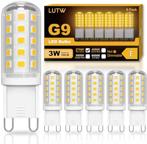 LUTW G9 LED Lampe Warmweiß 2700K, 3W G9 Leuchtmittel Entspricht 30-40W Halogenlampe, g9 Glühbirne 350 Lumen, Nicht Dimmbar, Kein Flackern, Enegiesparende Kleine Birne, 6er Pack