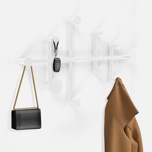 Wandgarderobe,Minimalistische Kleiderhaken-Design,Moderne Garderobenleiste für Schlafzimmer,Eingang,Türgarderobe,Schränke,Rostfrei Garderobenhaken aus Metall für die Wand (Weiß)