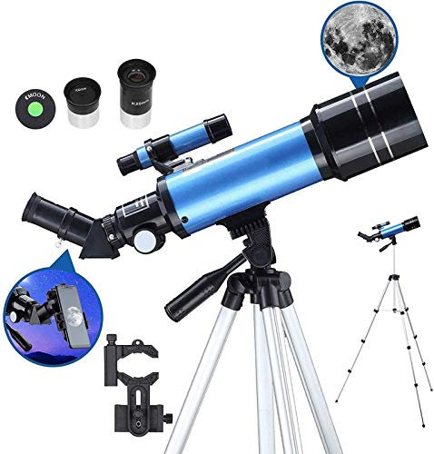 WYRMB Teleskop für Erwachsene, Astronomie-Anfänger, 70-mm-Refraktorteleskop mit verstellbarem 51-Zoll-Stativ, Telefonadapter, Diagonale mit aufrechtem Bild und Mondfilter, für