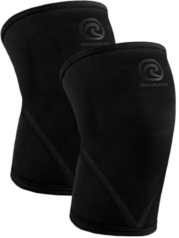 Rehband Ginocchiere V per Sollevamento Pesi 7mm in SBR/Neoprene, Maniche per Ginocchia per Palestra, Crossfit, Fitness, Powerlifting e Sollevamento Pesi, Colore:Carbon/Nero - 1 Paio, Misura:L