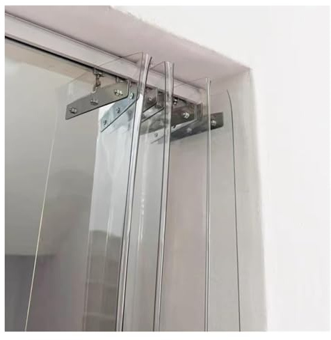 Kit Completo de Cortina de Tiras de PVC, Cortina de Puerta de Tiras Transparentes, Plegable corrediza y Colgante Cortina divisoria Plegable de plástico para Puerta,90x210cm