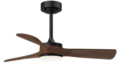 Sulion - Ventilador de Techo Krato – Palas de Madera Natural, Motor DC Silencioso, Luz LED 20W CCT (3000K-5000K), 6 Velocidades, Función Verano-Invierno, Temporizador, Mando a Distancia