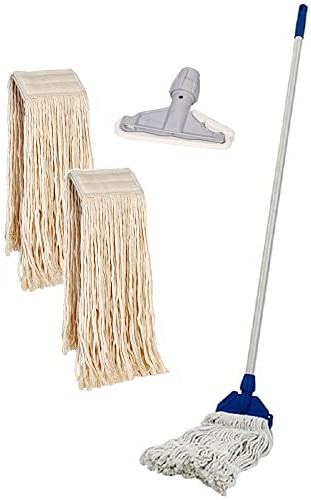 SGWEB Professional Mop Lavapavimenti Professionale 400 gr per Tutte le Superfici con Manico in Alluminio Leggero e Pratico per Pulizia Professionale Casa e Ufficio